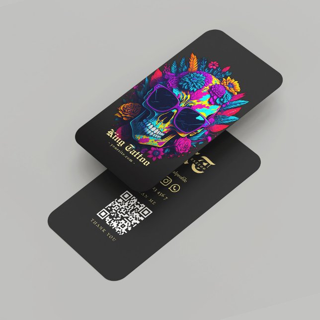 Tarjeta De Visita Artista de tatuaje moderno monograma oro negro (Modern Tattoo Artist Monogram Black Gold Business Card
)