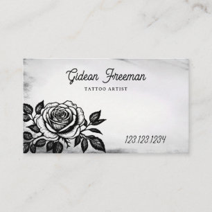 Tarjeta De Visita Artista de tatuaje rosa blanco y negro vintage