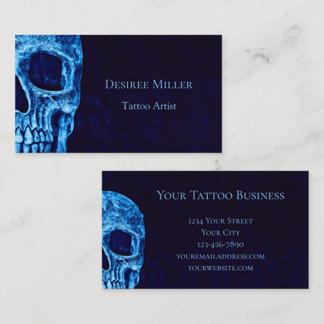 Tarjeta De Visita Artista de tatuajes azules de la Marina de Medio C (Anverso / Reverso)