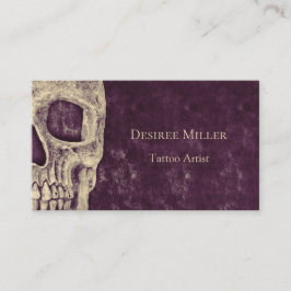 Tarjeta De Visita Artista de tatuajes beige morado gótico de media c