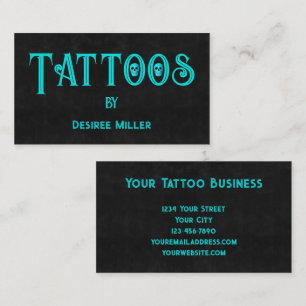 Tarjeta De Visita Artista de tatuajes Black Verde azulado Guay Skull