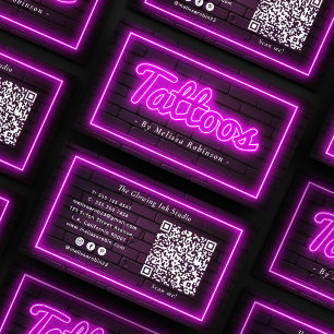 Tarjeta De Visita Artista de Tatuajes Código QR Pared de Ladrillo Ne