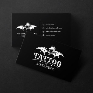 Tarjeta De Visita Artista de tatuajes de dragón simple y moderno