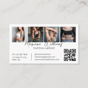 Tarjeta De Visita Artista de Tatuajes de Moda Código QR para Collage