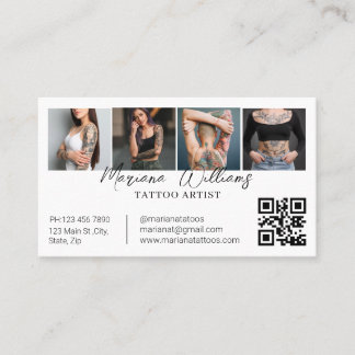 Tarjeta De Visita Artista de Tatuajes de Moda Código QR para Collage