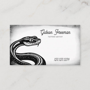 Tarjeta De Visita Artista de tatuajes de serpiente blanco y negro os
