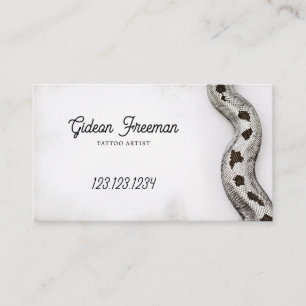 Tarjeta De Visita Artista de tatuajes de serpiente blanco y negro vi