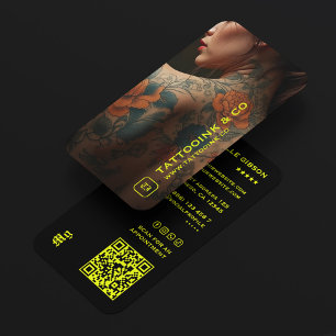 Tarjeta De Visita Artista de tatuajes foto vertical Tatuador Neon ne