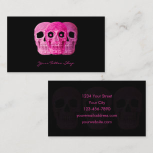 Tarjeta De Visita Artista de tatuajes Gothic Rosa Black Skull