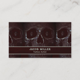 Tarjeta De Visita Artista de tatuajes Gótico Burgundy Cráneo de la A