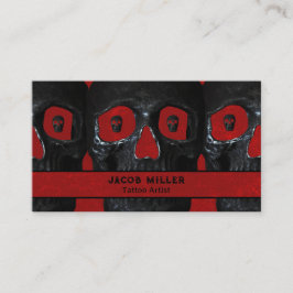 Tarjeta De Visita Artista de tatuajes Gótico Rojo Negro Oscuro Cráne
