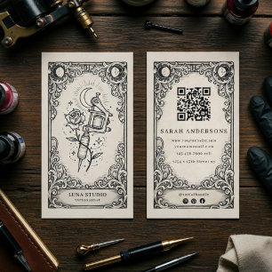 Tarjeta De Visita Artista de Tatuajes Místicos Vintage Tarot Celesti