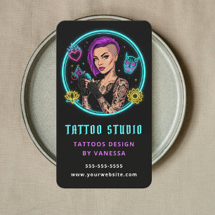 Tarjeta De Visita Artista de tatuajes moderno Branding de tienda de