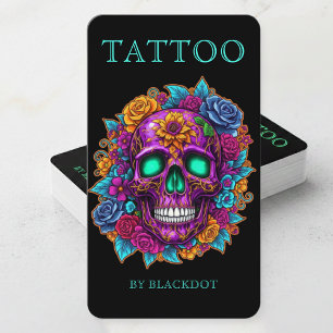 Tarjeta De Visita Artista de Tatuajes Moderno Redes Sociales Tatuaje