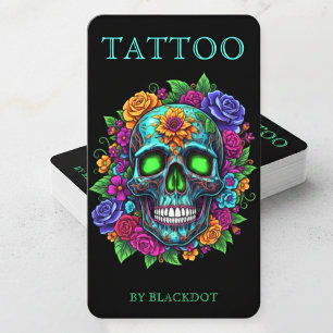 Tarjeta De Visita Artista de Tatuajes Moderno Redes Sociales Tatuaje