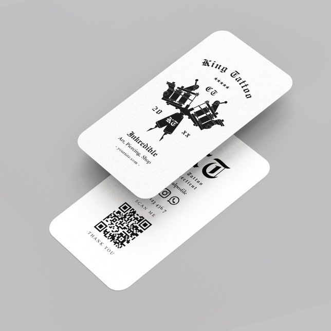 Tarjeta De Visita Artista de tatuajes modernos Monograma blanco negr (Modern Tattoo Artist Monogram Black White Business Card
)