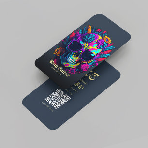 Tarjeta De Visita Artista de tatuajes modernos Monograma Oro azul os