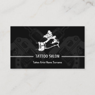 Tarjeta De Visita Artista de tatuajes negro moderno minimalista bolí
