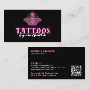 Tarjeta De Visita Artista de Tatuajes Neon Místico Celestial Maripos
