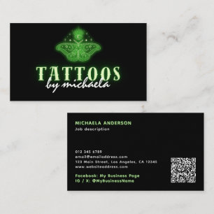 Tarjeta De Visita Artista de Tatuajes Neon Místico Celestial Maripos