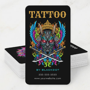 Tarjeta De Visita Artista de tatuajes profesional máscara de demonio