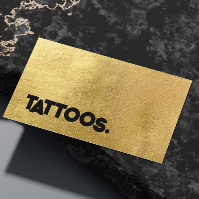 Tarjeta De Visita Artista de tatuajes Tattooísta simple metal de oro (Subido por el creador)