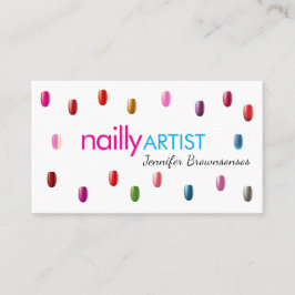Tarjeta De Visita Artista de uñas acrílicas Maquillaje Rosa Azul