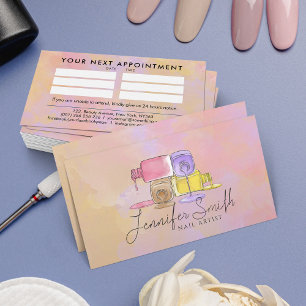 Tarjeta De Visita Artista de uñas - arte en acuarela pasteles