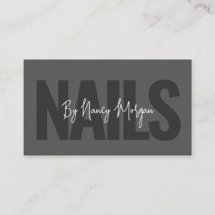 Tarjeta De Visita Artista de uñas atrevido gris oscuro y negro 
