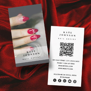 Tarjeta De Visita Artista de uñas Beaty Salon Manicura Foto Código Q