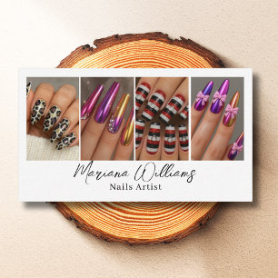 Tarjeta De Visita artista de uñas chic elegante collage minimal de 4