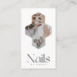 Tarjeta De Visita Artista de uñas Collage de fotos en panal Código Q