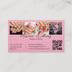 Tarjeta De Visita artista de uñas con código qr minimalista elegante