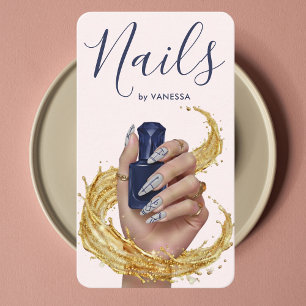 Tarjeta De Visita Artista de uñas de lujo Manicurista Gris Niebla y 