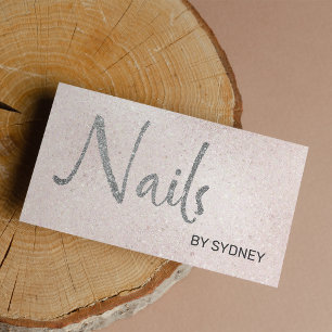 Tarjeta De Visita Artista de uñas de Purpurina rosado Rubor