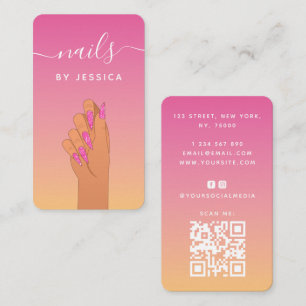 Tarjeta De Visita Artista de uñas de vidrio caliente caliente de ver