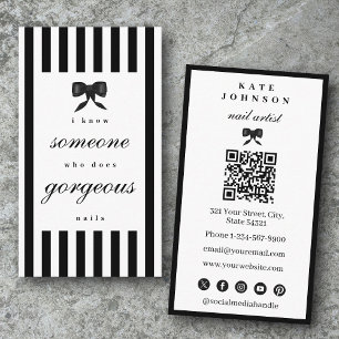 Tarjeta De Visita Artista de uñas elegante Código QR de salón de man
