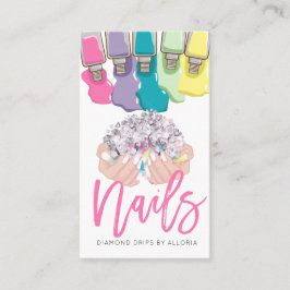Tarjeta De Visita Artista de uñas goteando logo de mano polaca Salón