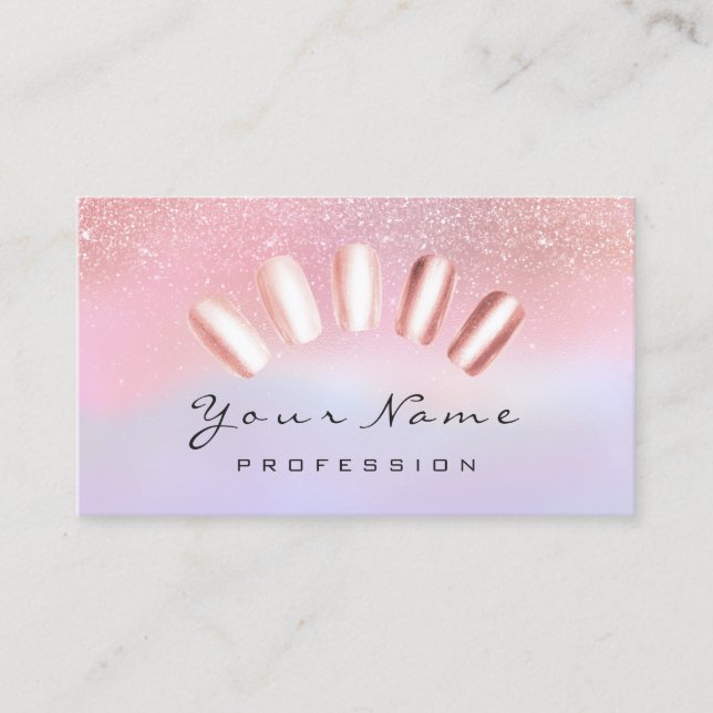 Tarjeta De Visita Artista de uñas Gris rosa Gris Pedicure Ombre (Anverso)