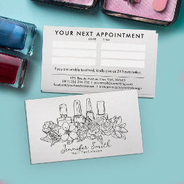 Tarjeta De Visita Artista de uñas - ilustracion de arte de línea flo