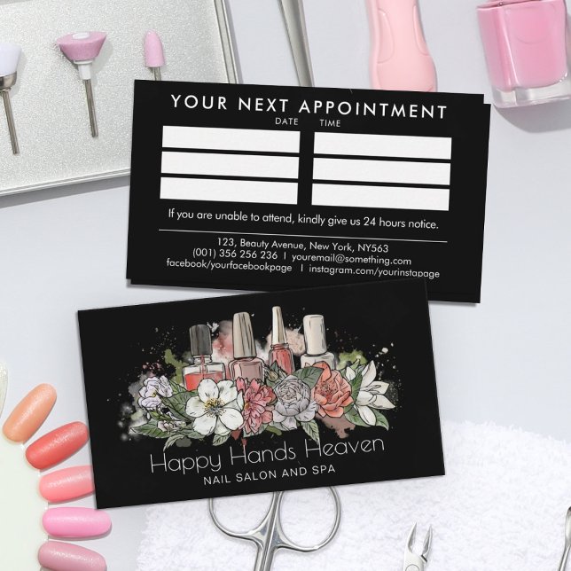 Tarjeta De Visita Artista de uñas - ilustracion de arte de línea flo (Subido por el creador)