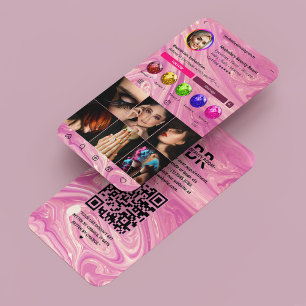 Tarjeta De Visita Artista de uñas Instagram Mármol rosa moderno