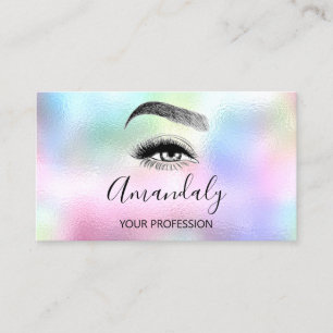 Tarjeta De Visita Artista de uñas Lash Friseur Logo Hologramo Rosa