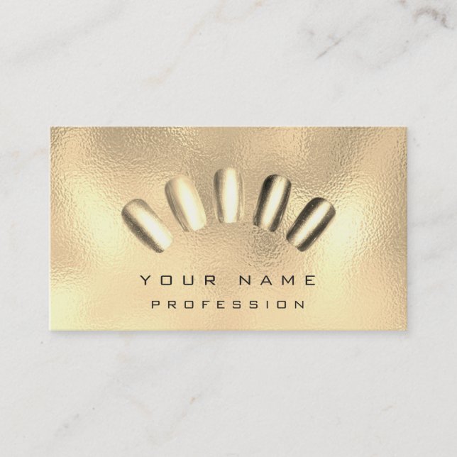 Tarjeta De Visita Artista de uñas Manicure Glam Champagne Glass Meta (Anverso)