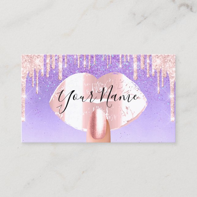 Tarjeta De Visita Artista de uñas maquillaje Perforaciones rosadas p (Anverso)