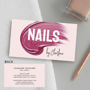 Tarjeta De Visita Artista de uñas Mauve Polaco Rubor rosa moderno