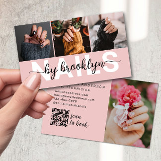 Tarjeta De Visita Artista de uñas moderno con código QR fotográfico