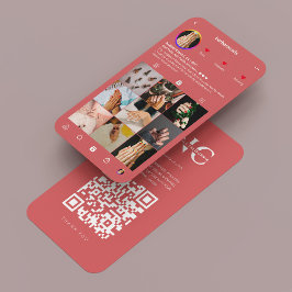 Tarjeta De Visita Artista de uñas moderno Manicurista Coral Instagra