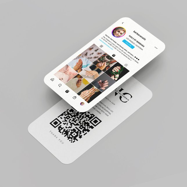 Tarjeta De Visita Artista de uñas moderno Monograma Nails Salon Inst (Modern Nail Artist Monogram Nails Salon Nail Polish White Professional QR Instagram Business Card
)