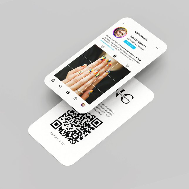 Tarjeta De Visita Artista de uñas moderno Nails Salón de belleza Ins (Modern Nail Artist Nails Beauty Salon Instagram Monogram Photo Grid Business Card
)